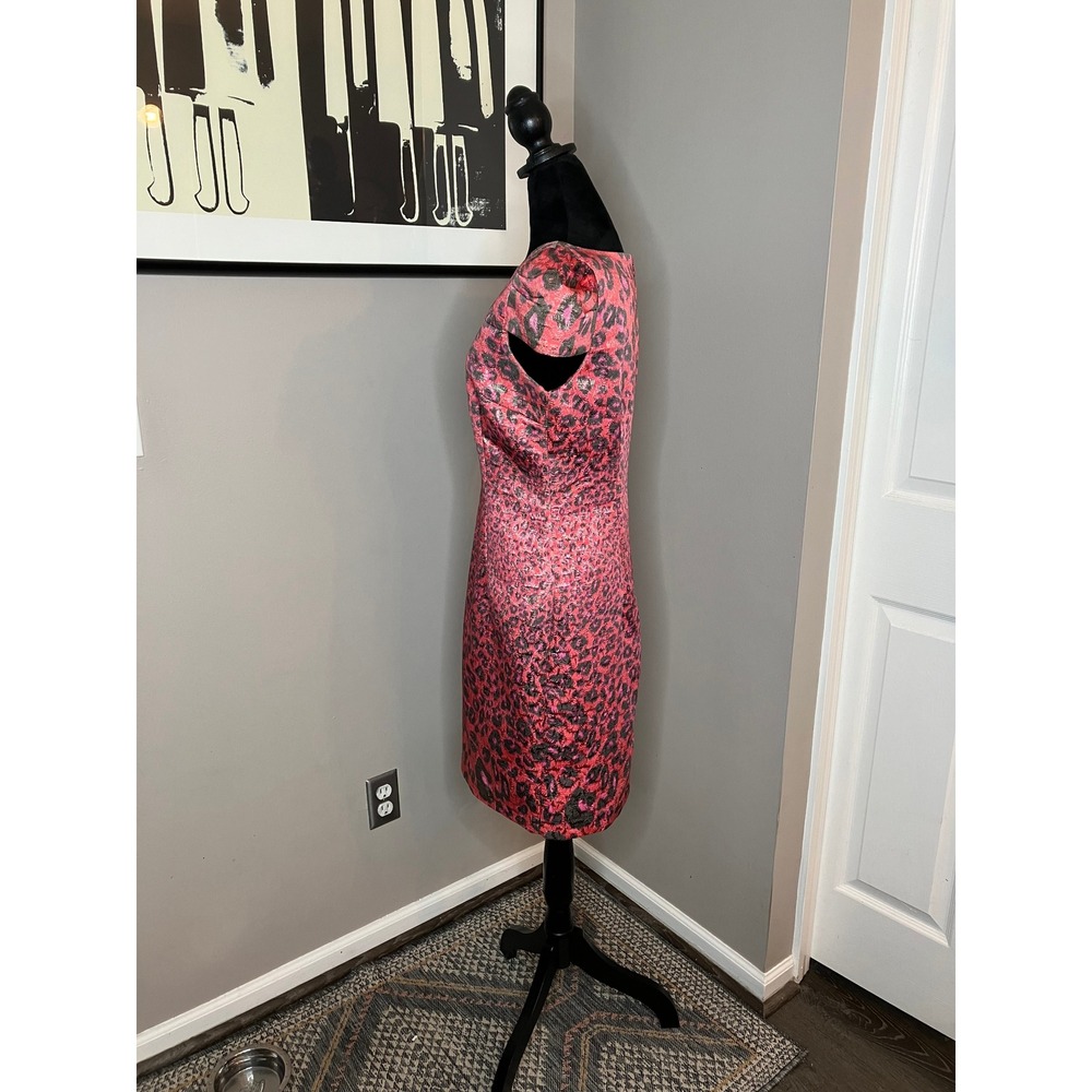Giambattista Valli for Impulse Leopard Metallic Shift Dress Pink Red Size 6‎ - Picture 2 of 6